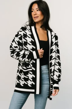 New Baltic Born Leroy Houndstooth Cardigan | Black + White Black+White