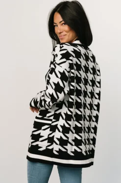 New Baltic Born Leroy Houndstooth Cardigan | Black + White Black+White