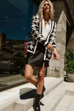New Baltic Born Leroy Houndstooth Cardigan | Black + White Black+White