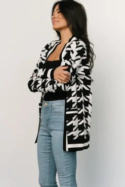 New Baltic Born Leroy Houndstooth Cardigan | Black + White Black+White