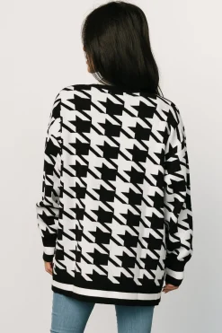 New Baltic Born Leroy Houndstooth Cardigan | Black + White Black+White