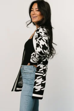 New Baltic Born Leroy Houndstooth Cardigan | Black + White Black+White