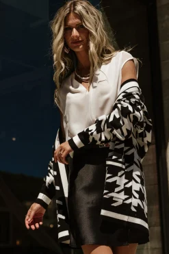 New Baltic Born Leroy Houndstooth Cardigan | Black + White Black+White