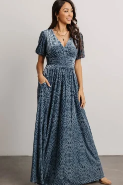 Discount Baltic Born Leslie Velvet Maxi Dress | Blue