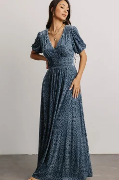 Discount Baltic Born Leslie Velvet Maxi Dress | Blue