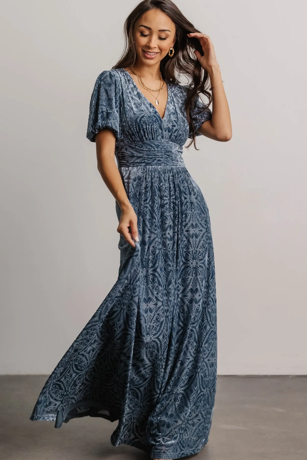 Discount Baltic Born Leslie Velvet Maxi Dress | Blue