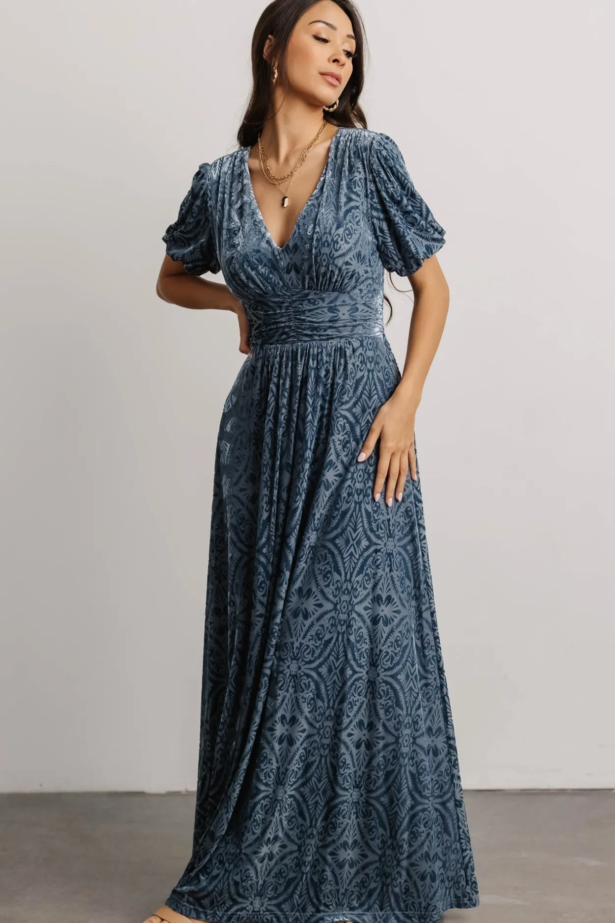 Discount Baltic Born Leslie Velvet Maxi Dress | Blue