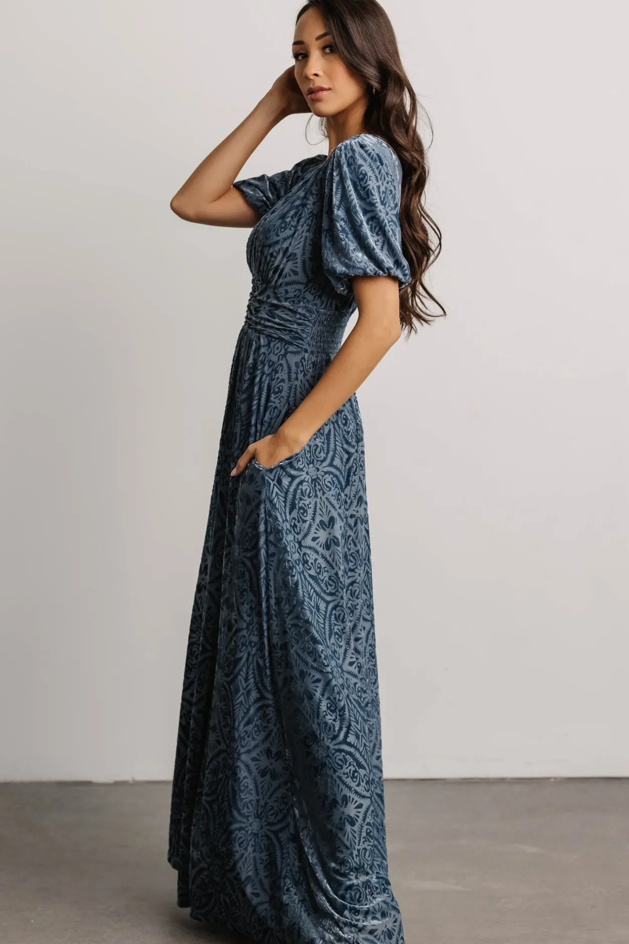 Discount Baltic Born Leslie Velvet Maxi Dress | Blue