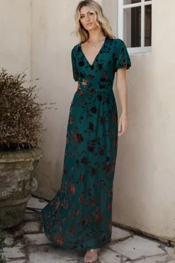 Outlet Baltic Born Leslie Velvet Maxi Dress | Bronze + Jade Bronze+Jade