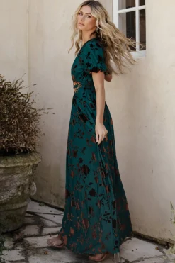 Outlet Baltic Born Leslie Velvet Maxi Dress | Bronze + Jade Bronze+Jade