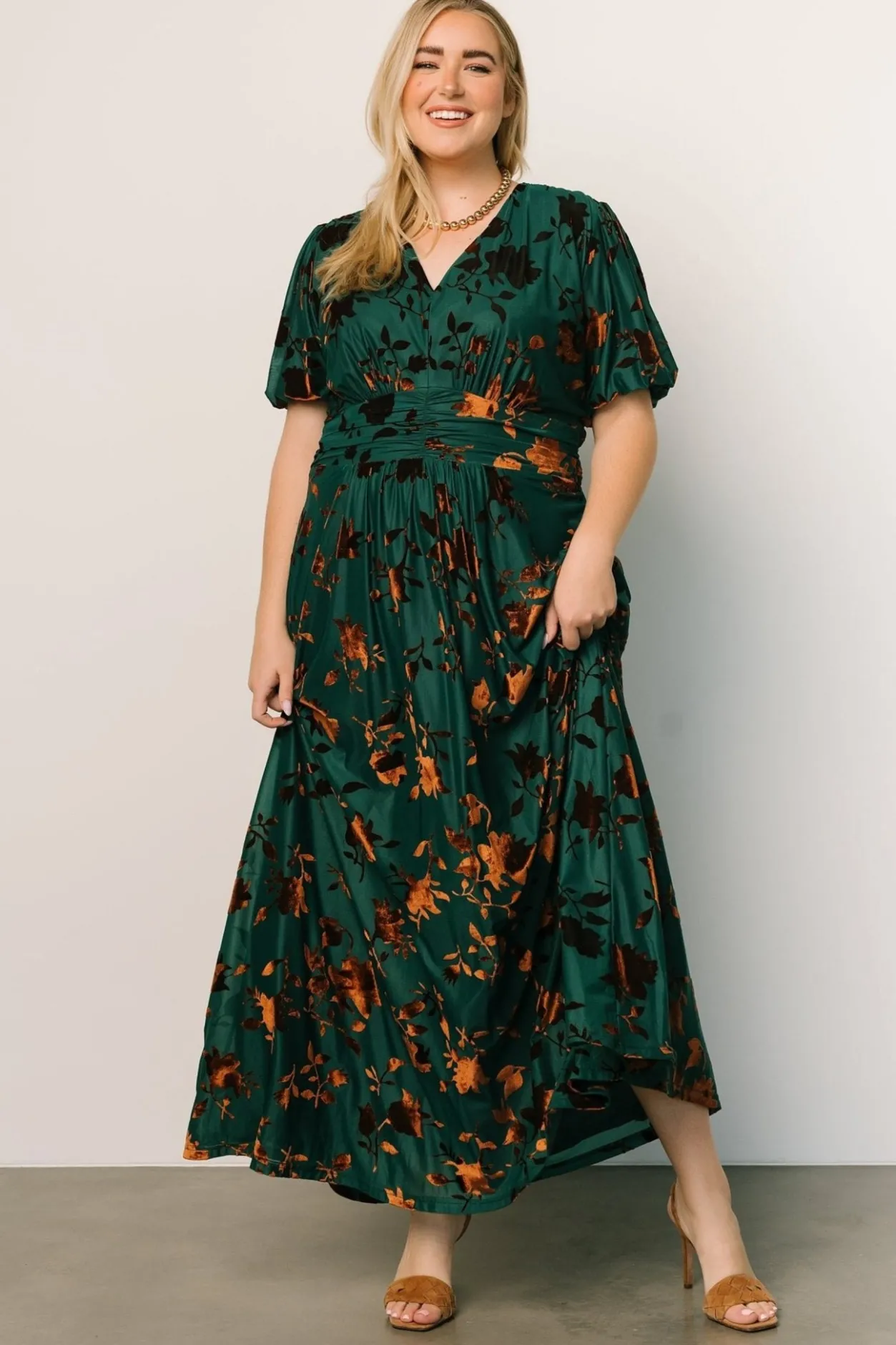 Outlet Baltic Born Leslie Velvet Maxi Dress | Bronze + Jade Bronze+Jade