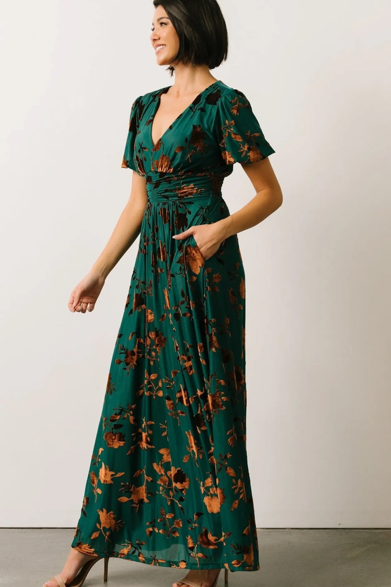 Outlet Baltic Born Leslie Velvet Maxi Dress | Bronze + Jade Bronze+Jade