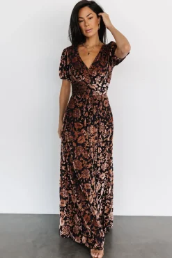 Fashion Baltic Born Leslie Velvet Maxi Dress | Black + Bronze Black+Bronze