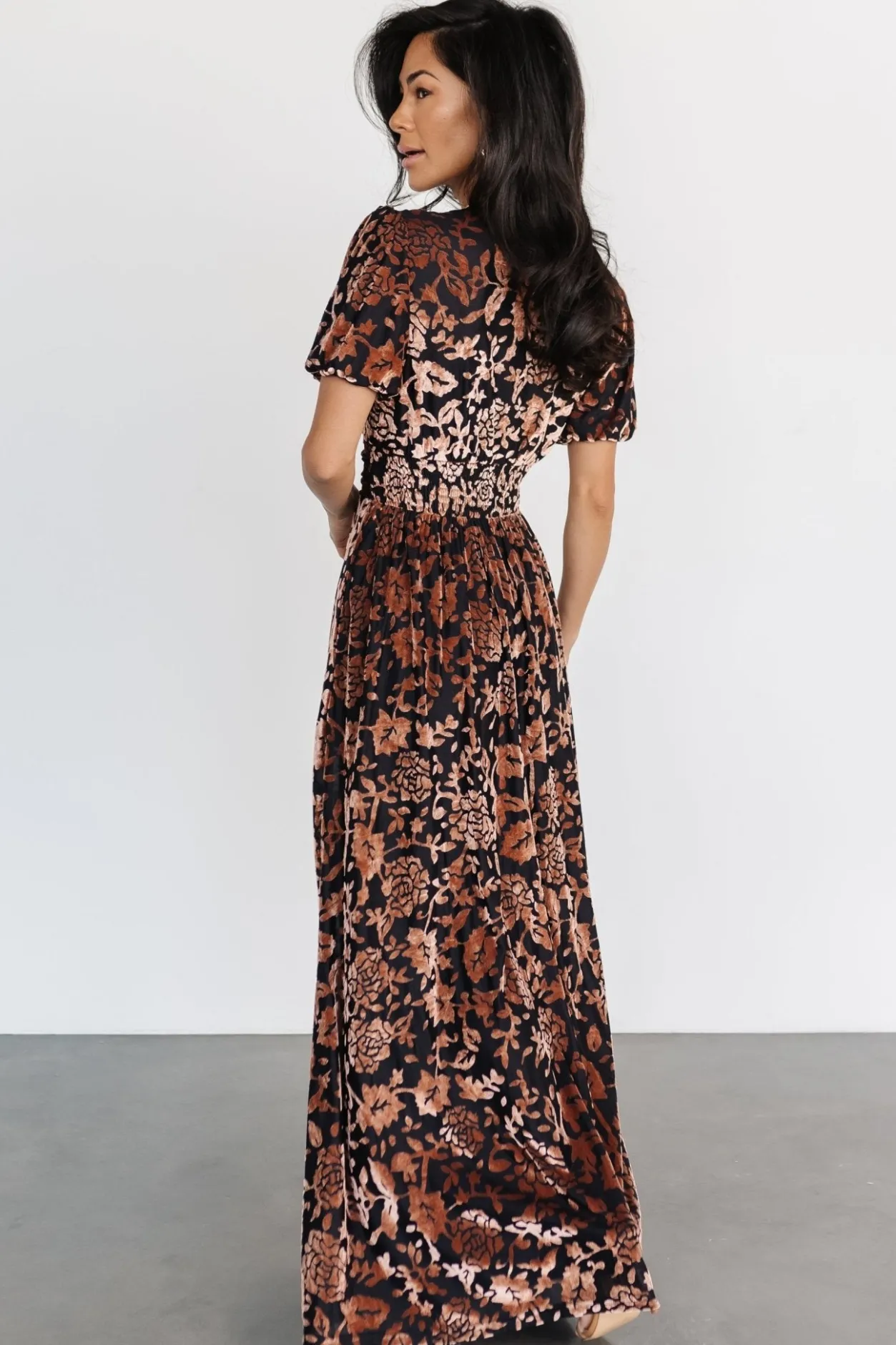 Fashion Baltic Born Leslie Velvet Maxi Dress | Black + Bronze Black+Bronze