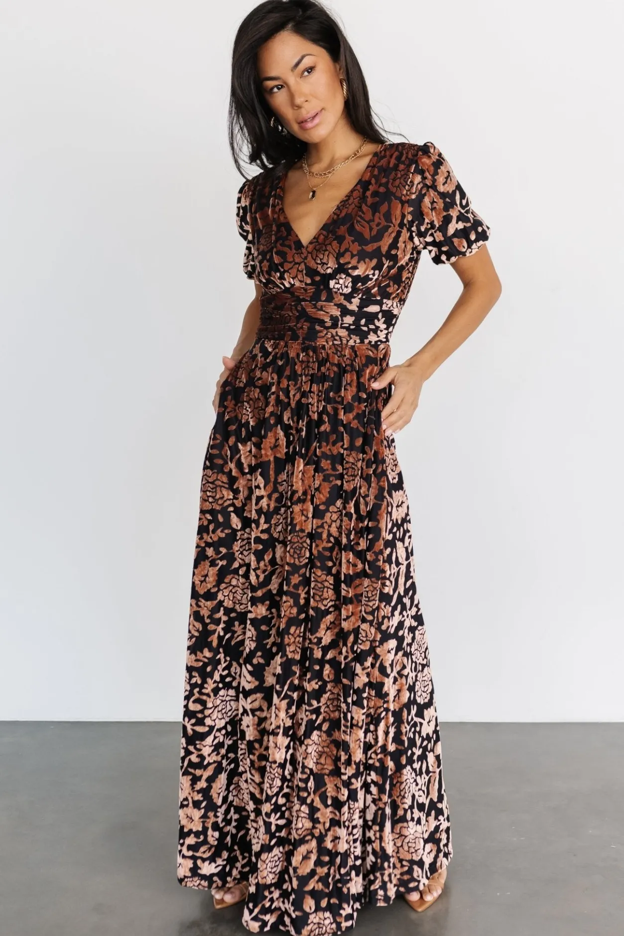 Fashion Baltic Born Leslie Velvet Maxi Dress | Black + Bronze Black+Bronze