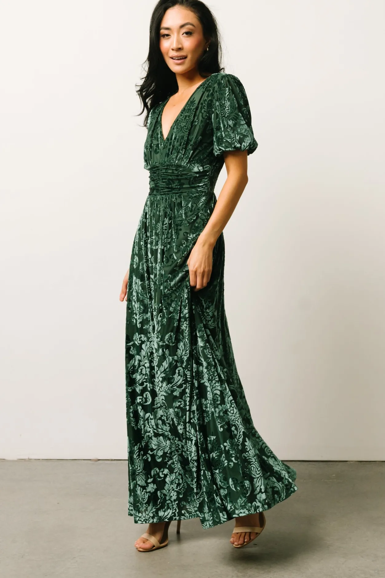 New Baltic Born Leslie Velvet Maxi Dress | Pine