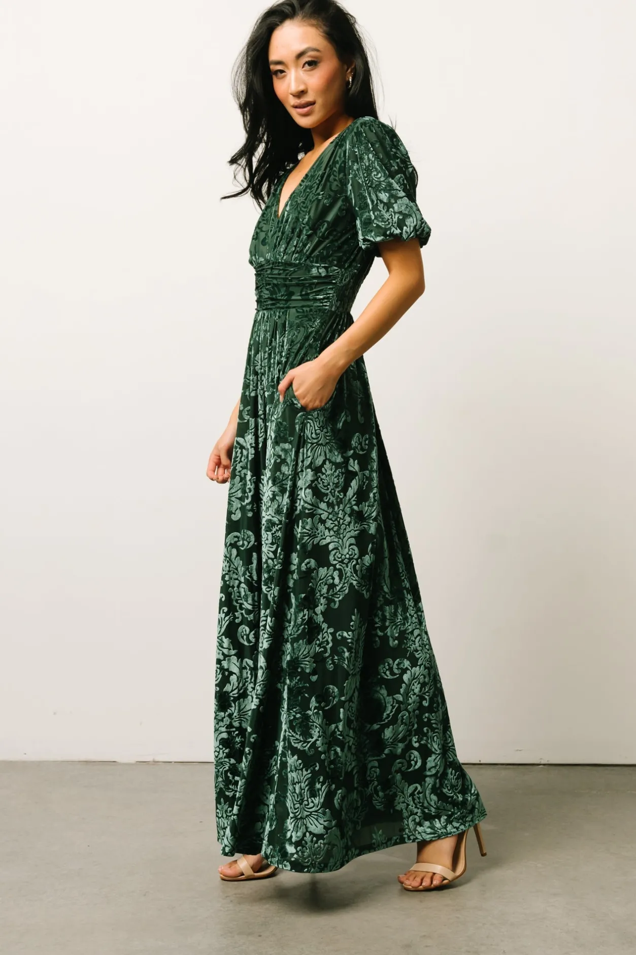 New Baltic Born Leslie Velvet Maxi Dress | Pine