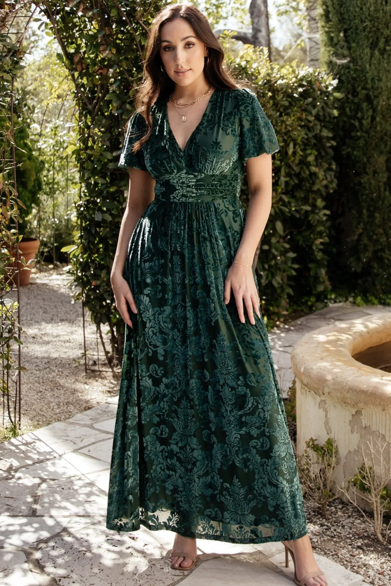 New Baltic Born Leslie Velvet Maxi Dress | Pine