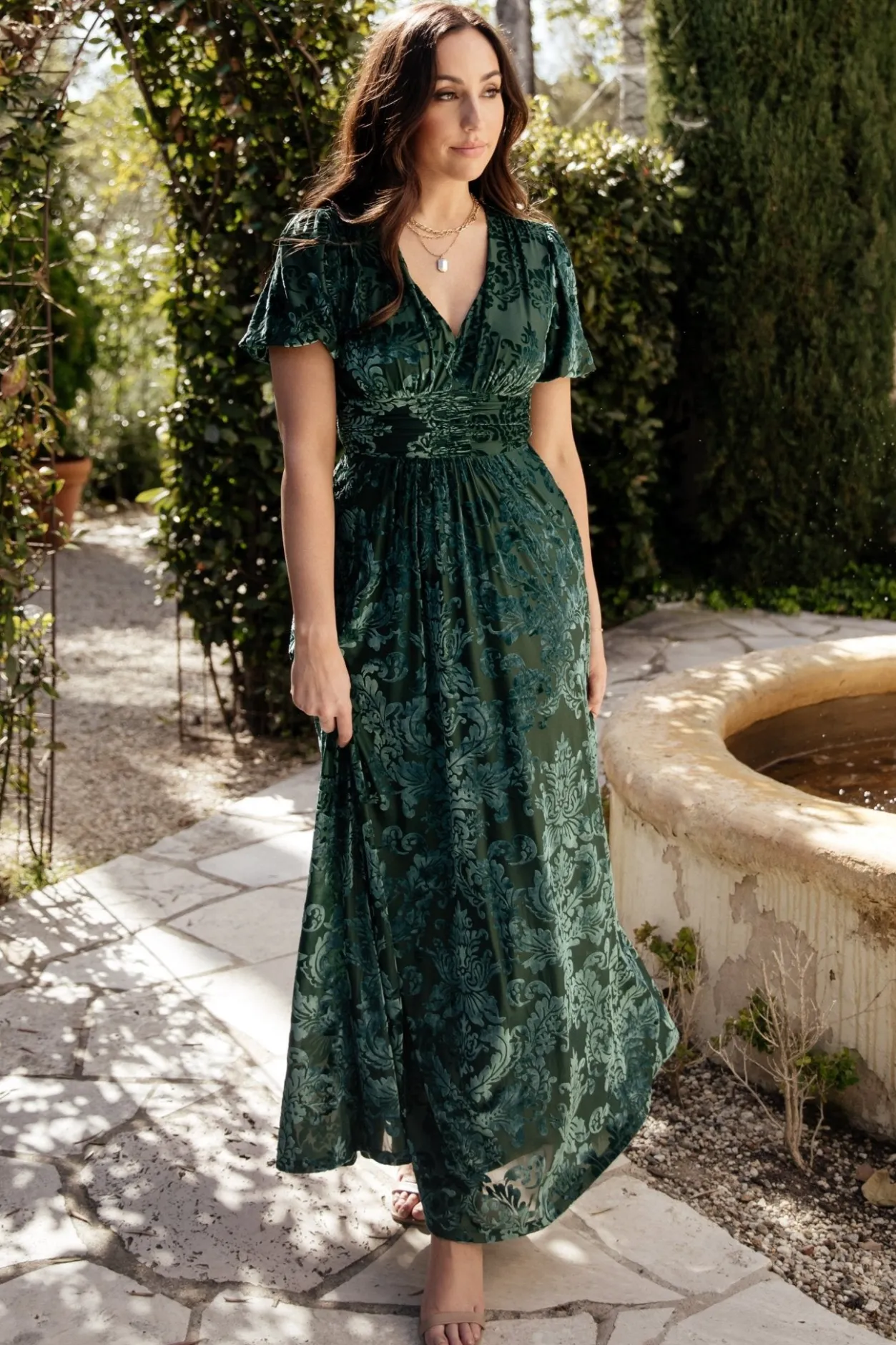 New Baltic Born Leslie Velvet Maxi Dress | Pine