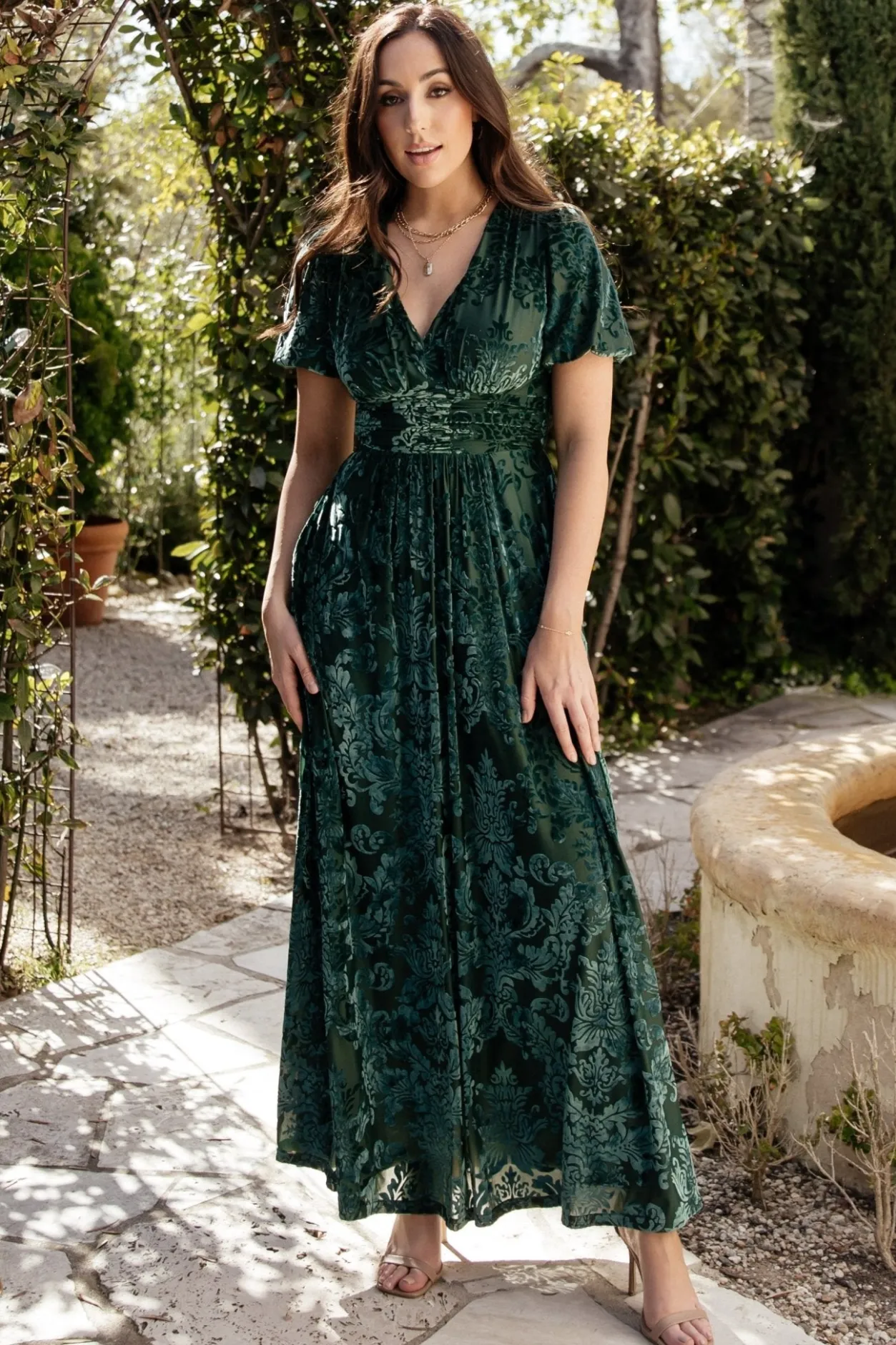 New Baltic Born Leslie Velvet Maxi Dress | Pine