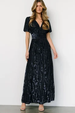 Hot Baltic Born Leslie Velvet Maxi Dress | Deep Blue DeepBlue