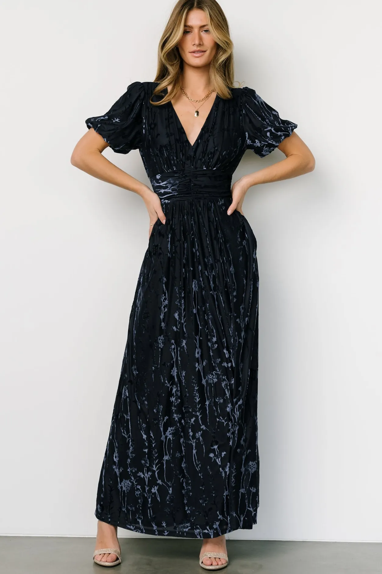 Hot Baltic Born Leslie Velvet Maxi Dress | Deep Blue DeepBlue