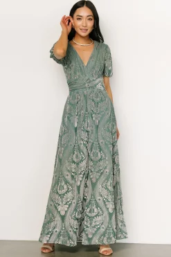 Discount Baltic Born Leslie Velvet Maxi Dress | Sage + Silver Sage+Silver
