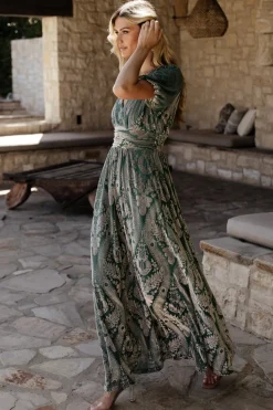 Discount Baltic Born Leslie Velvet Maxi Dress | Sage + Silver Sage+Silver
