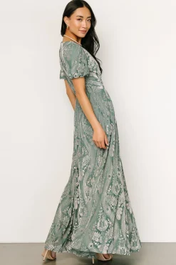 Discount Baltic Born Leslie Velvet Maxi Dress | Sage + Silver Sage+Silver