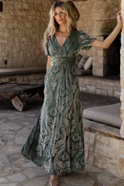 Discount Baltic Born Leslie Velvet Maxi Dress | Sage + Silver Sage+Silver