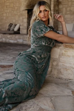 Discount Baltic Born Leslie Velvet Maxi Dress | Sage + Silver Sage+Silver