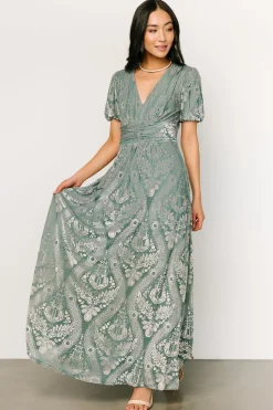 Discount Baltic Born Leslie Velvet Maxi Dress | Sage + Silver Sage+Silver