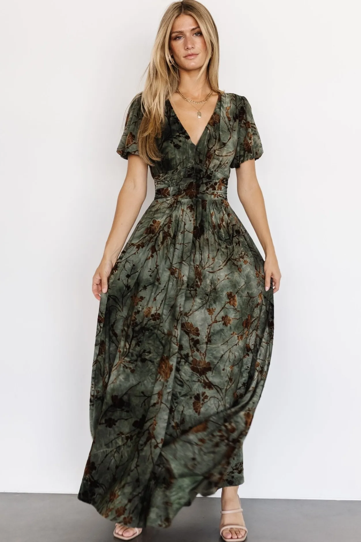 Fashion Baltic Born Leslie Velvet Maxi Dress | Green + Copper Green+Copper