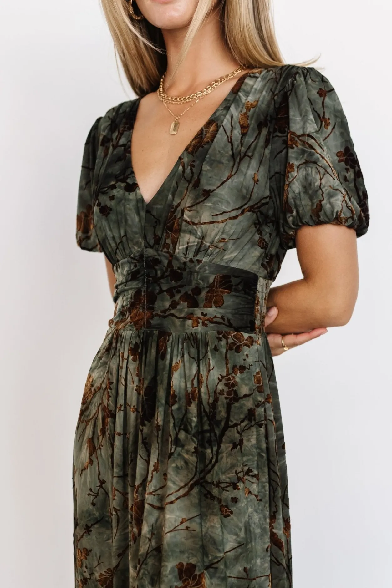 Fashion Baltic Born Leslie Velvet Maxi Dress | Green + Copper Green+Copper