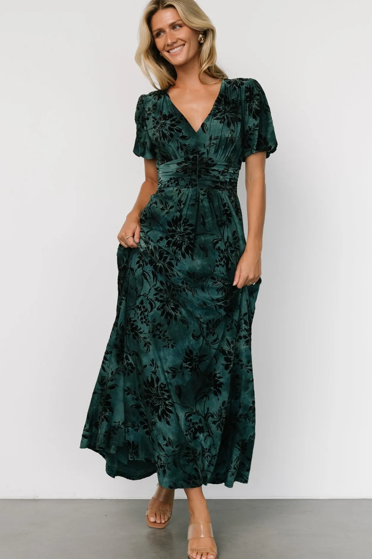 Best Baltic Born Leslie Velvet Maxi Dress | Jade + Black Jade+Black