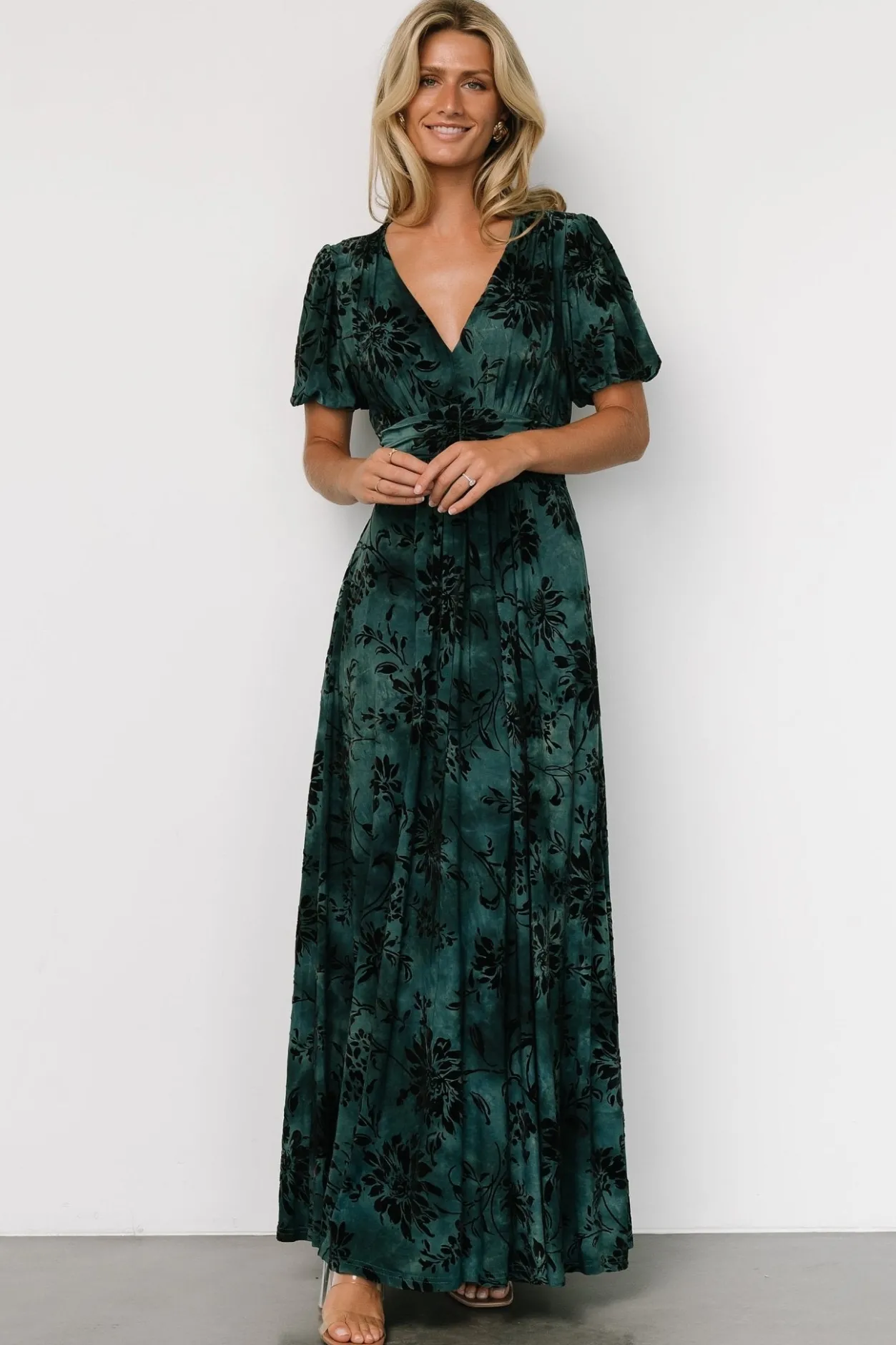 Best Baltic Born Leslie Velvet Maxi Dress | Jade + Black Jade+Black