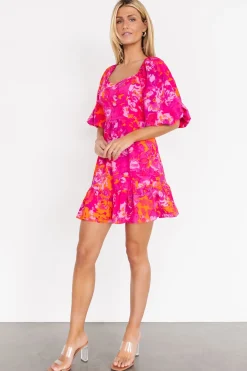 Sale Baltic Born Levy Sweetheart Mini Dress | Fuchsia Multi FuchsiaMulti