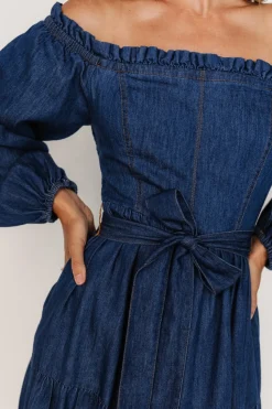 Hot Baltic Born Lewiston Off Shoulder Dress | Denim Blue DenimBlue