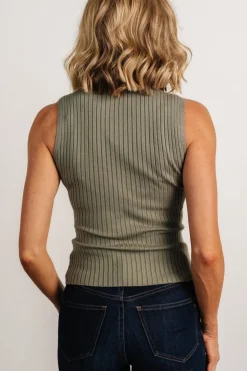 Outlet Baltic Born Lia Ribbed Tank Top | Dark Sage DarkSage