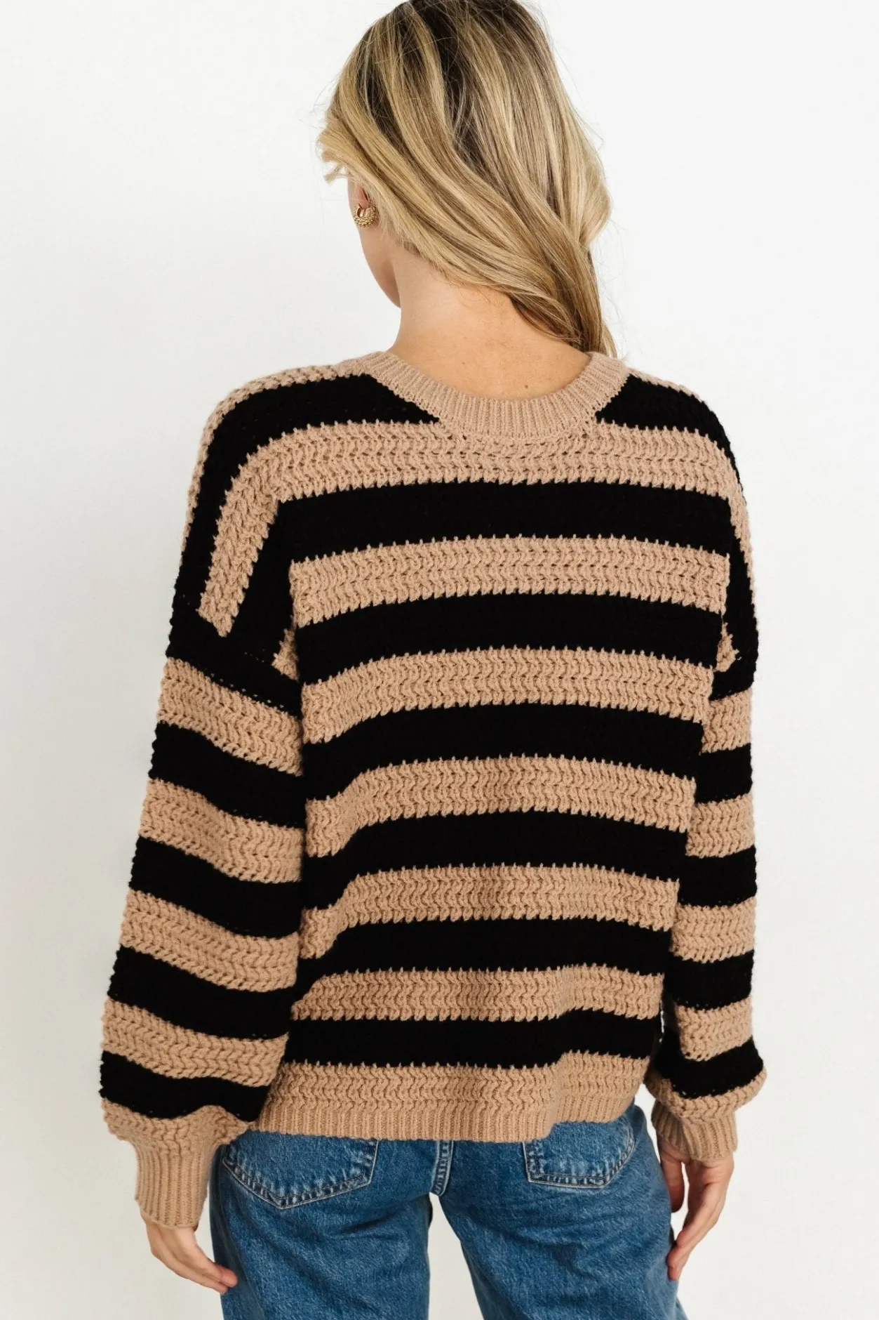 New Baltic Born Liam Chunky Knit Sweater | Tan + Black Tan+Black
