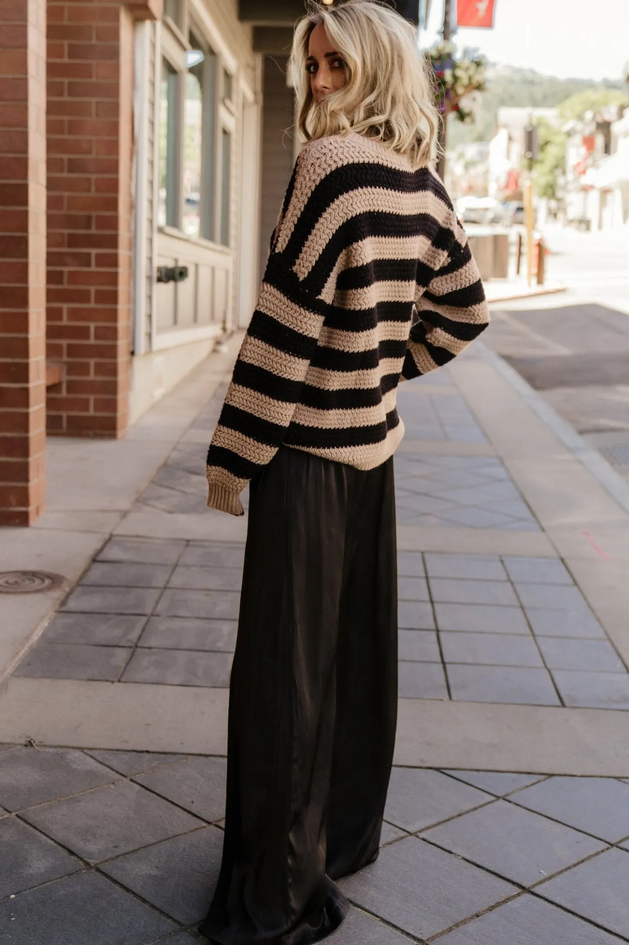 New Baltic Born Liam Chunky Knit Sweater | Tan + Black Tan+Black