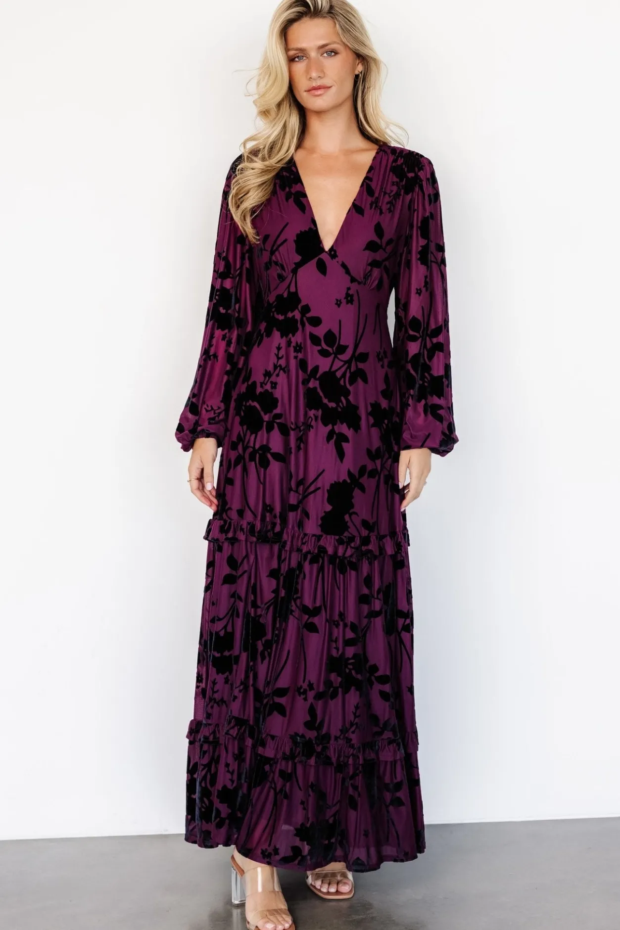 Fashion Baltic Born Liana Velvet Embossed Maxi Dress | Mulberry