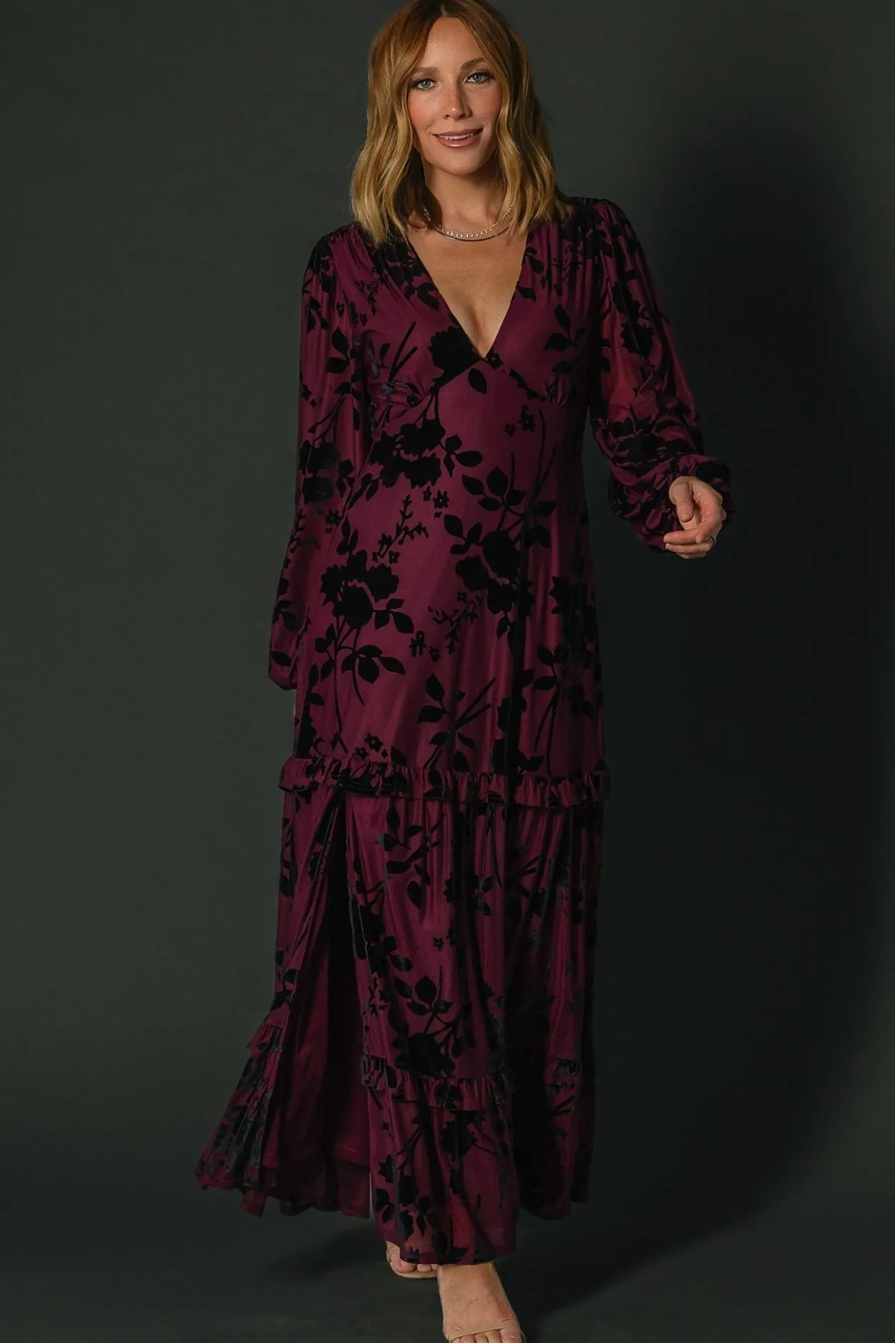 Fashion Baltic Born Liana Velvet Embossed Maxi Dress | Mulberry