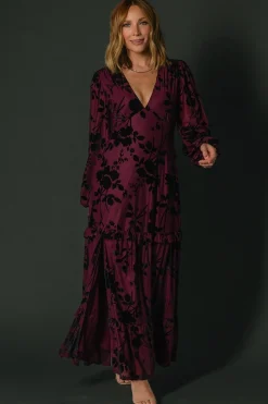 Fashion Baltic Born Liana Velvet Embossed Maxi Dress | Mulberry