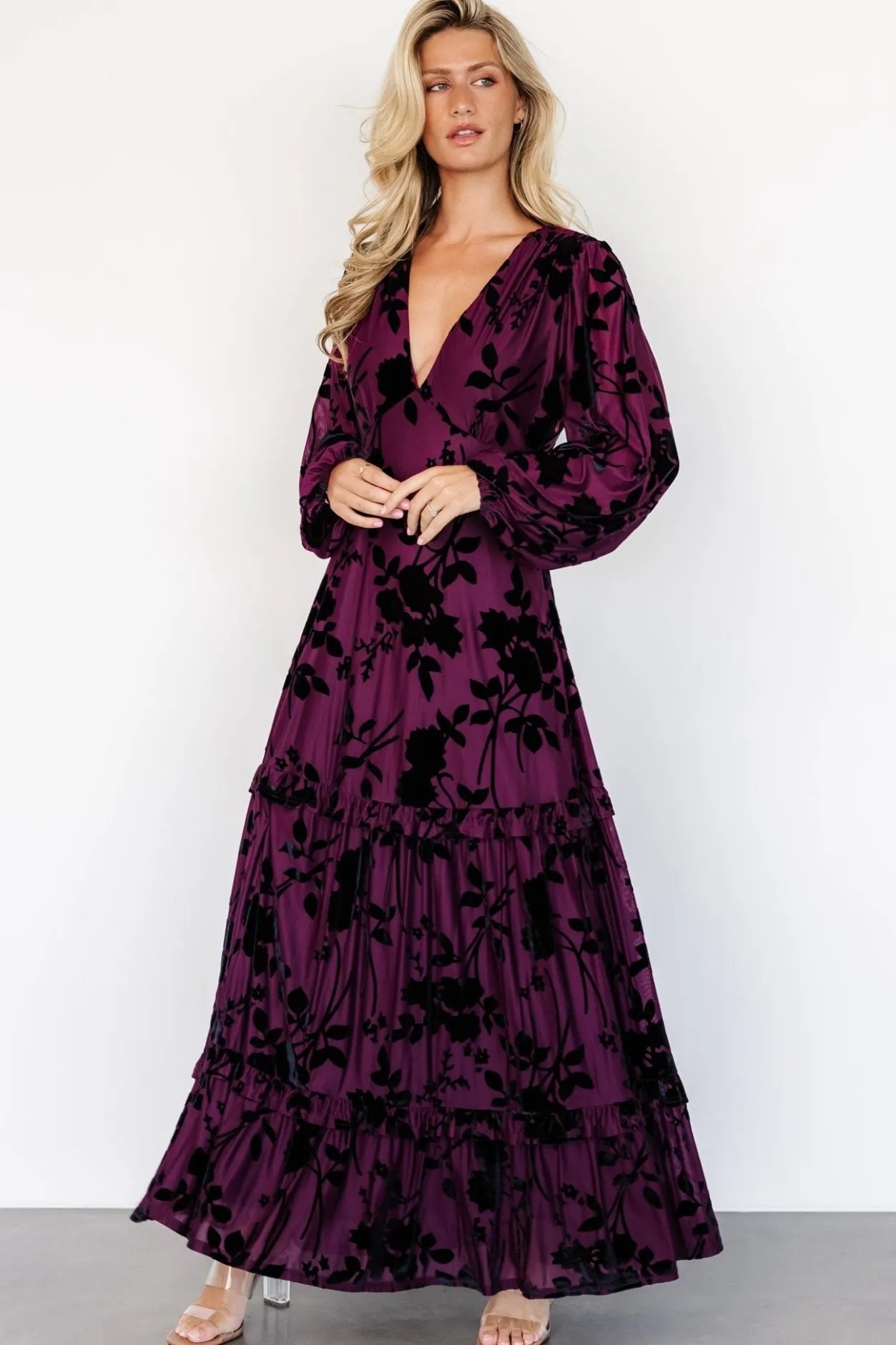 Fashion Baltic Born Liana Velvet Embossed Maxi Dress | Mulberry