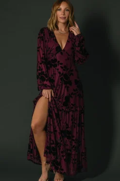Fashion Baltic Born Liana Velvet Embossed Maxi Dress | Mulberry