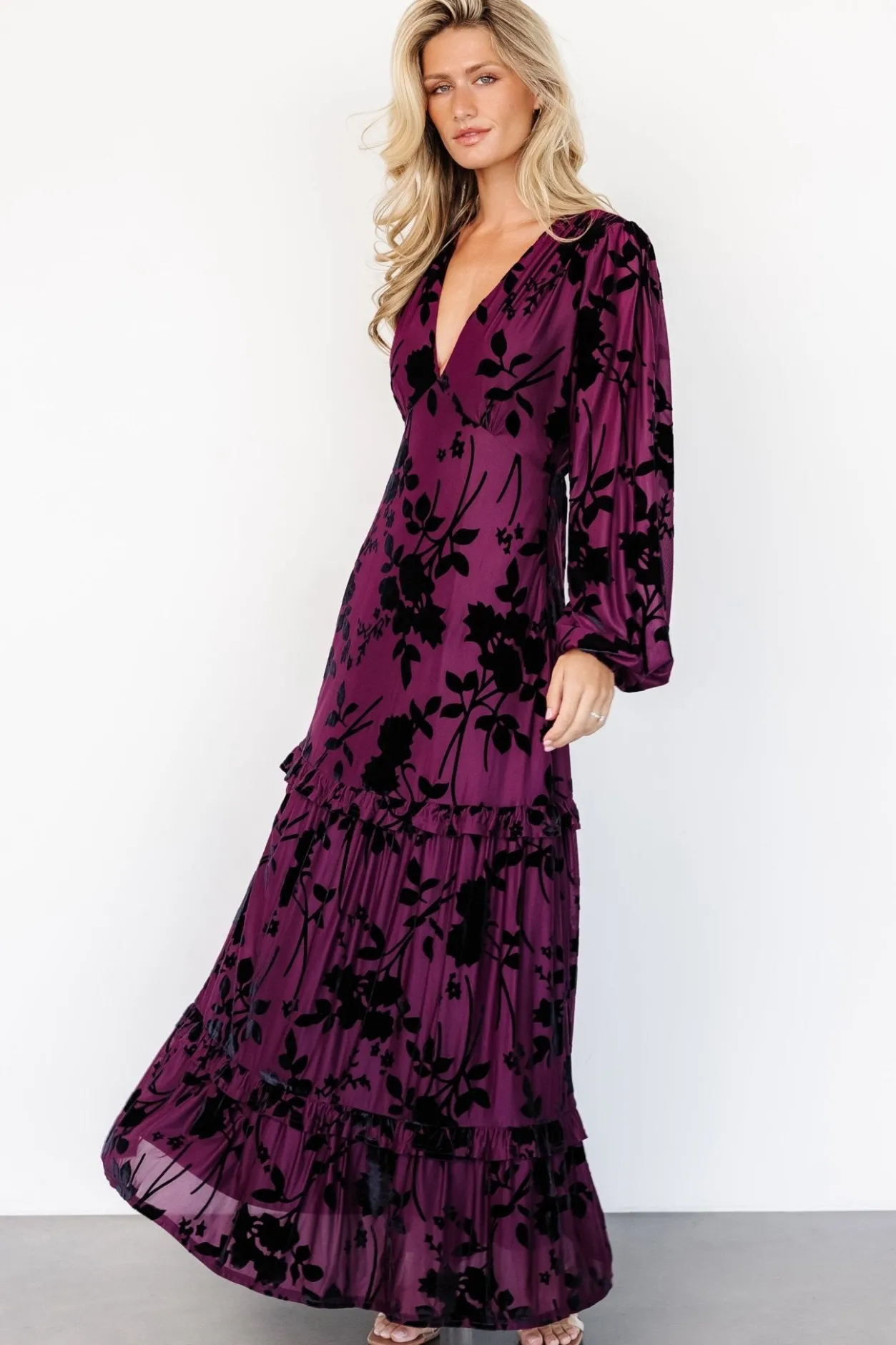 Fashion Baltic Born Liana Velvet Embossed Maxi Dress | Mulberry