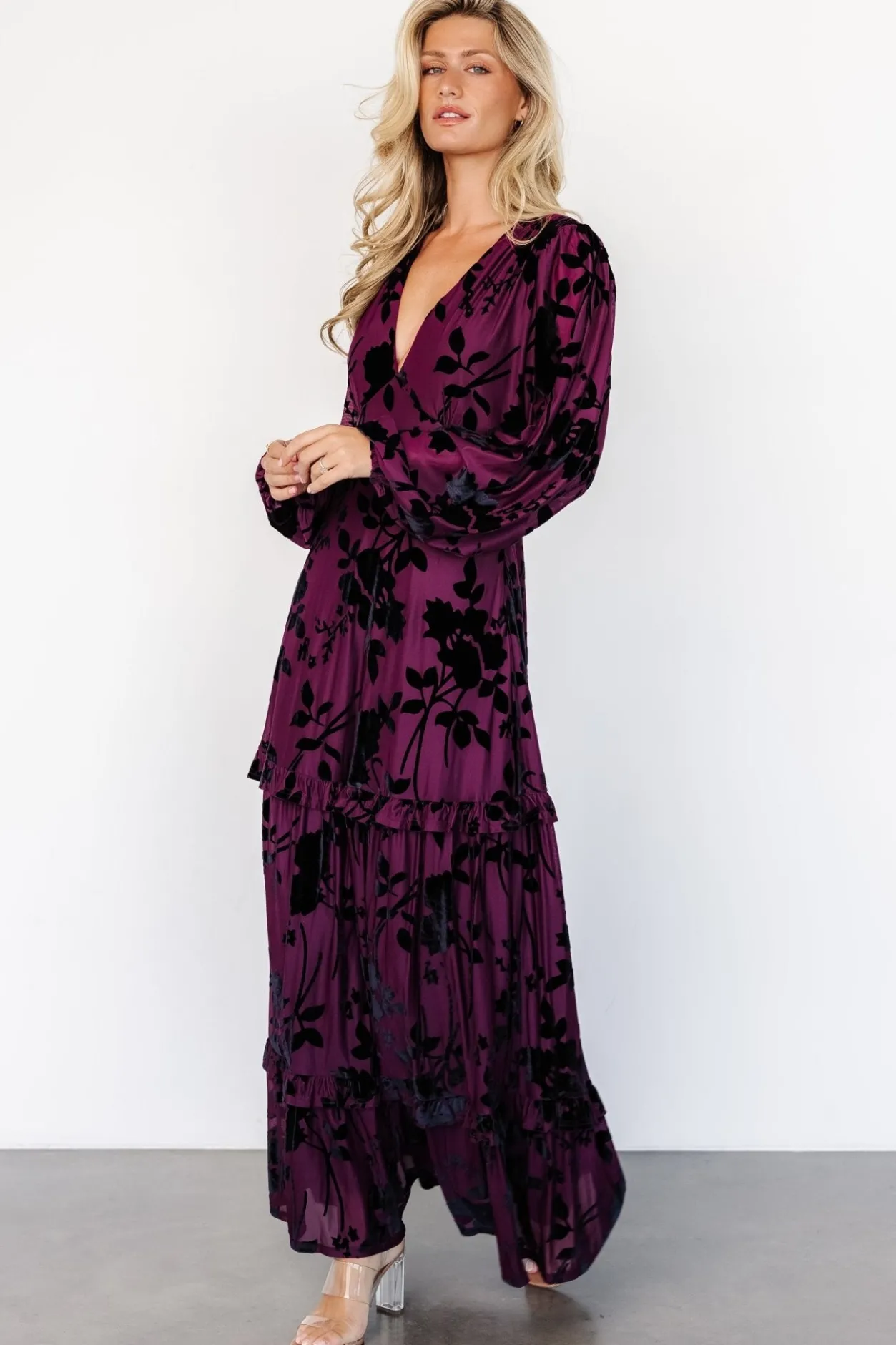 Fashion Baltic Born Liana Velvet Embossed Maxi Dress | Mulberry