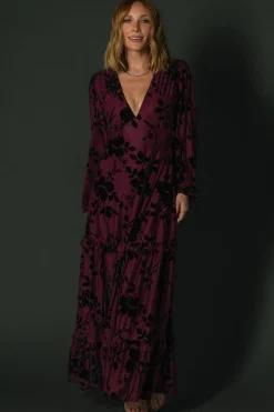 Fashion Baltic Born Liana Velvet Embossed Maxi Dress | Mulberry