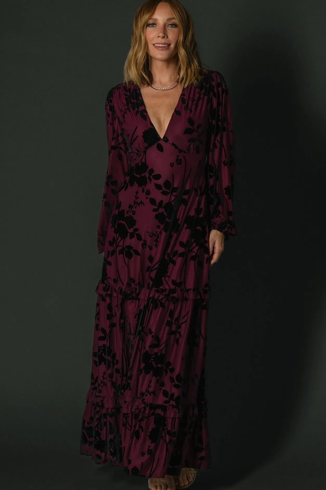 Fashion Baltic Born Liana Velvet Embossed Maxi Dress | Mulberry